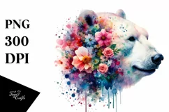 Artistic Polar Bear Half Made of Flowers | Sublimation | Product Image 3
