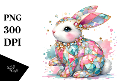 Pastel Bunny Made of Diamonds with Golden Insertions, Product Image 1