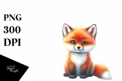Funny Baby Fox Sitting in Front of Barn | Sublimation | Product Image 1