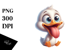 Funny Digital Painting of a Silly Cartoon Duck PNG Product Image 1