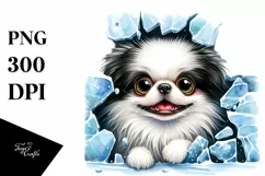 Crazy Looking Japanese Chin Watercolor Clipart Product Image 3
