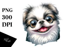 Crazy Looking Japanese Chin Watercolor Clipart Product Image 1