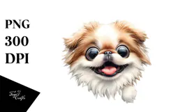 Crazy Looking Japanese Chin Watercolor Clipart Product Image 1
