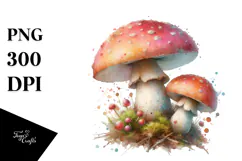Detailed Mushroom Watercolor Splash PNG Product Image 1