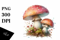 Detailed Mushroom Watercolor Splash PNG Product Image 3