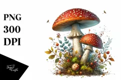 detailed Mushroom Watercolor Splash PNG Product Image 3