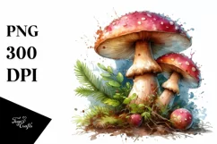 Detailed Mushroom Watercolor Splash PNG Product Image 3