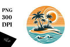 Retro Tropical Island Sun Clipart Product Image 1