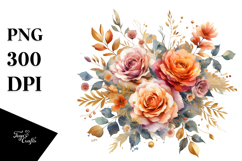 Colorful Orange Roses Watercolor Product Image 1