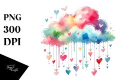 Colorful Washed Cloud Hearts PNG Product Image 1