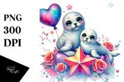Adorned Baby Seal Star Heart PNG Product Image 1