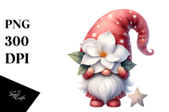 Cute Gnome with Gardenia on Star, Transparent PNG Product Image 1
