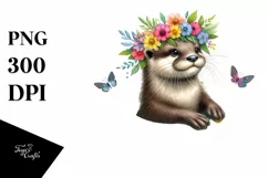 Watercolor Beach Otter Polar Bear Wreath Clipart Product Image 3
