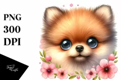 Watercolor Funny Baby Pomeranian Product Image 1