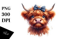 Funny Highland Cow with Bow and Tie, High-Res PNG Product Image 1