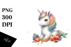 Colorful Baby Unicorn Autumn PNG Product Image 1
