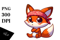 Cute Fox with Bandana PNG Product Image 1