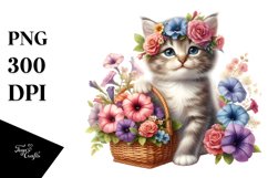 Detailed Baby Cat Basket | Sublimation Clipart Product Image 3