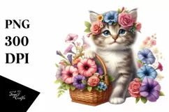 Detailed Baby Cat Basket | Sublimation Clipart Product Image 3