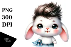 Cute Baby Rabbit Watercolor PNG Product Image 1