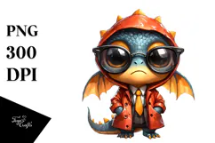 Watercolor Baby Dragon Contempt | Sublimation | Clipart Product Image 1