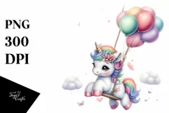 Baby Unicorn Swinging Rainbow | Sublimation Clipart Product Image 3