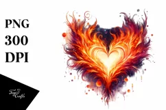 Red Glossy Heart Watercolor PNG Product Image 1