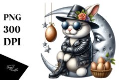 Bunny with Leather Shat and Sunglasses PNG Product Image 1