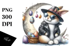 Bunny with Leather Shat and Sunglasses PNG Product Image 1