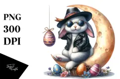 Bunny with Leather Shat and Sunglasses PNG Product Image 1