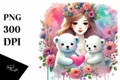 Pastel Baby Polar Bear Heart PNG Product Image 1
