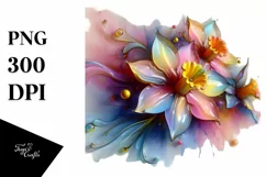 Abstract Vivid Pastel Glossy Daffodil PNG Product Image 3