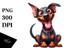 Cute Watercolor Doberman Pinscher Clipart Product Image 1