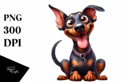 Cute Watercolor Doberman Pinscher Clipart Product Image 1