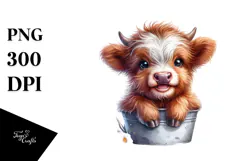 Cute Smiling Highland Cow in Pocket | Sublimation | Clipart Product Image 1