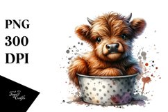 Cute Baby Highland Cow | Sublimation Clipart Product Image 1