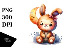 Colorful Old Plush Bunny Watercolor Product Image 3