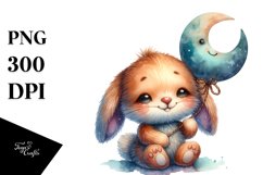Colorful Old Plush Bunny Watercolor Product Image 3