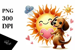 Watercolor Dachshund with Heart Tail PNG Product Image 1