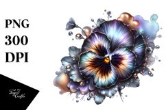 Glossy Shiny Pansy Watercolor Splash | Sublimation | Clipart Product Image 1