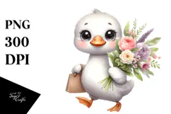 Cute Swan Flower Bouquet Summer Clipart Product Image 1