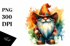 Washed Vibrant Cowboy Gnome, PNG Product Image 3