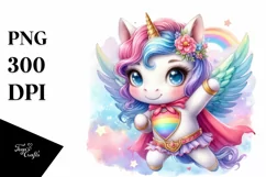 Colorful Baby Unicorn Hero PNG Product Image 1