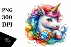 Colorful Baby Unicorn with Ring PNG Product Image 3