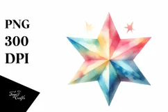 Colorful Watercolor Pastel Simple Star | Clipart Product Image 3