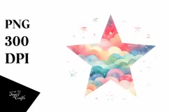 Colorful Watercolor Pastel Simple Star | Clipart Product Image 1