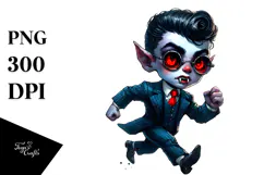 Vampire Running with Retro Haircut PNG Product Image 1