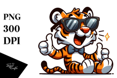 Oversized Sunglasses Excited Tiger PNG Product Image 1