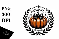 Pumpkin with Textured Bow, Pumpkin Season PNG Product Image 3