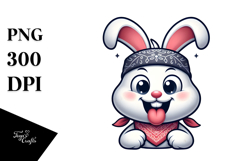 Playful Cartoon Rabbit with Tongue-Out Face PNG Product Image 1